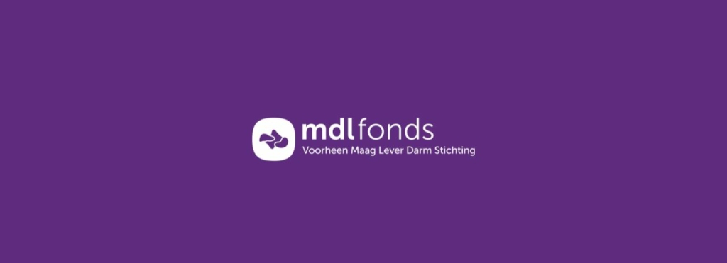 Logo MDL Fonds voorheen Maag Lever Darm Stichting paarse achtergrond